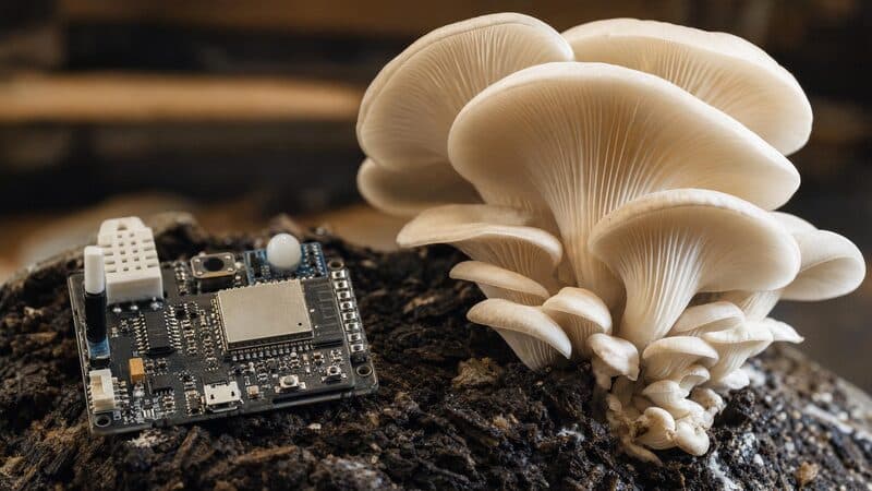 Dispositivo Honguera ESP32 con sensores para monitoreo de cultivo de hongos