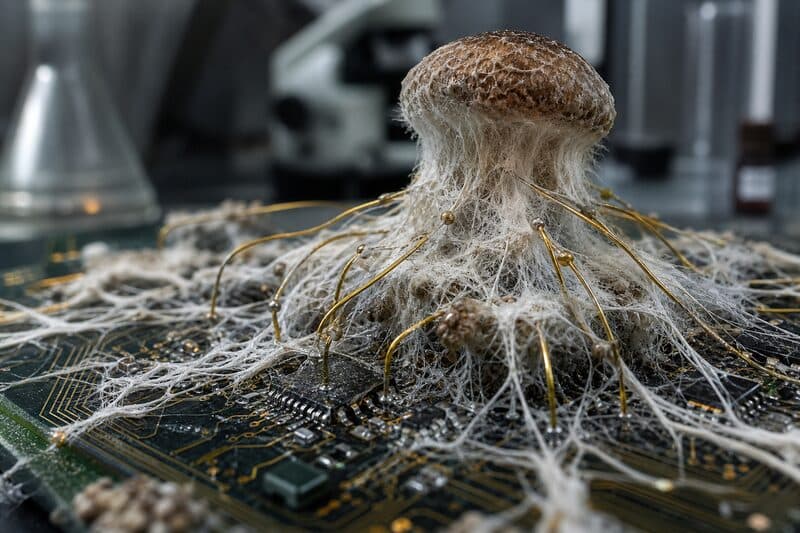 Red de micelio de shiitake conectada a circuitos electrónicos: el biochip memristivo que procesa señales eléctricas con 90 % de precisión